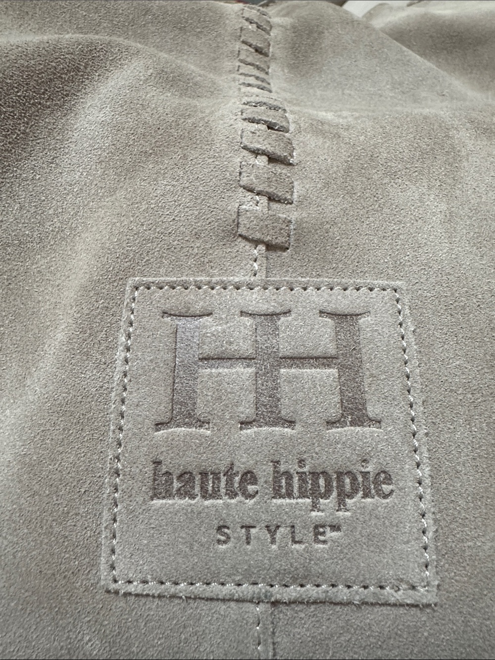 Haute Hippie Grey/Beige Suede Shoulder Hobo Bag - Picture 9 of 12